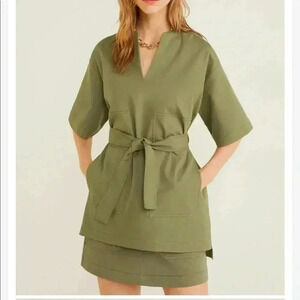 Mango Kimono Sleeve Belted Safari Tunic Size S/M